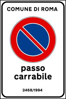 Segnale passo carrabile